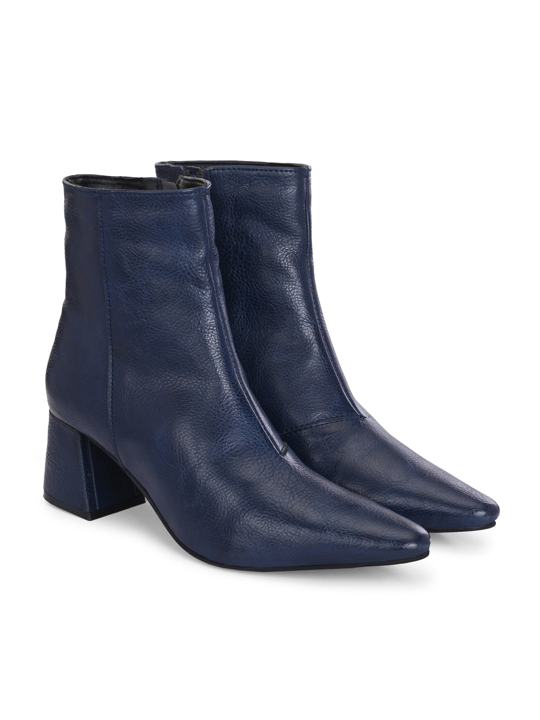 CARLO ROMANO BY WASAN  VEGAN LEATHER WITH ZIP BLOCK HEEL ANKLE BOOT FOR WOMEN