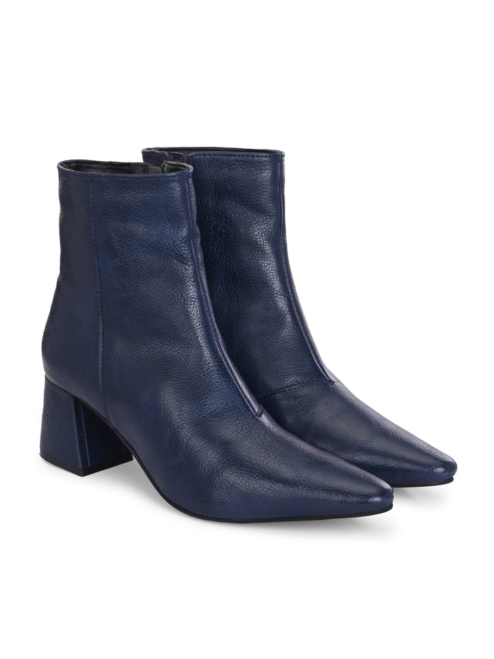 CARLO ROMANO BY WASAN  VEGAN LEATHER WITH ZIP BLOCK HEEL ANKLE BOOT FOR WOMEN