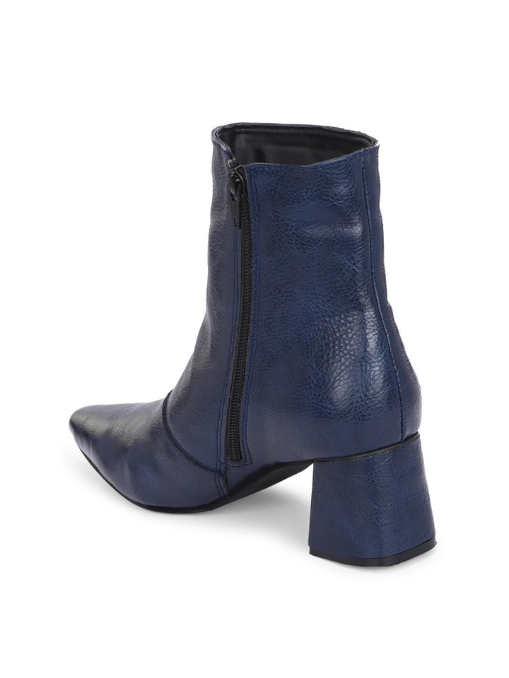 CARLO ROMANO BY WASAN  VEGAN LEATHER WITH ZIP BLOCK HEEL ANKLE BOOT FOR WOMEN