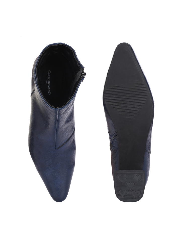 CARLO ROMANO BY WASAN  VEGAN LEATHER WITH ZIP BLOCK HEEL ANKLE BOOT FOR WOMEN