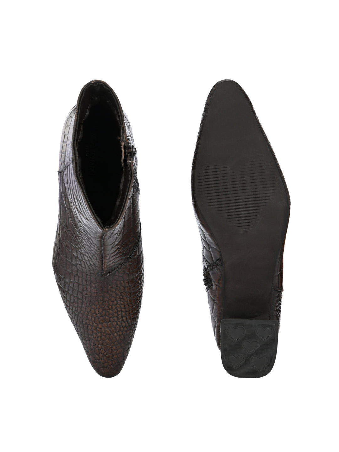 CARLO ROMANO BY WASAN CROCO PRINT LEATHER WITH ZIP BLOCK HEEL ANKLE BOOT FOR WOMEN