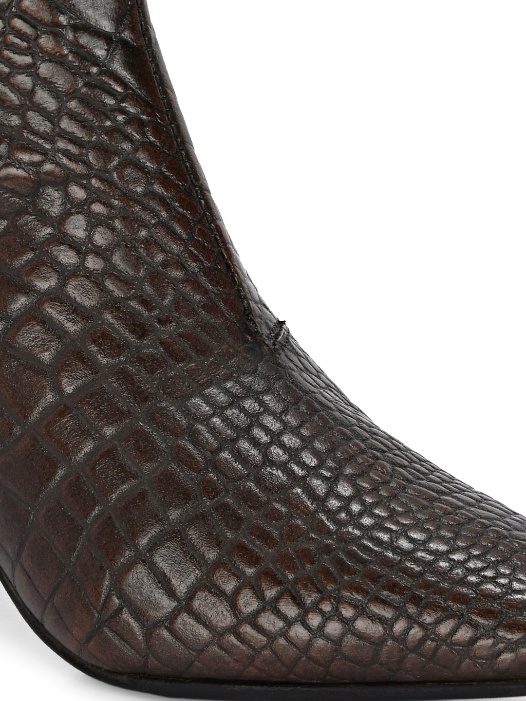 CARLO ROMANO BY WASAN CROCO PRINT LEATHER WITH ZIP BLOCK HEEL ANKLE BOOT FOR WOMEN