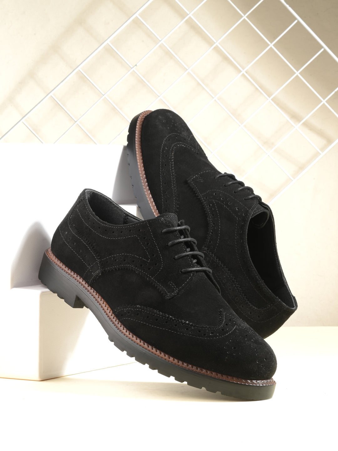 CARLO ROMANO SUEDE LEATHER BROGUE FORMAL LACE-UP SHOE FOR MEN