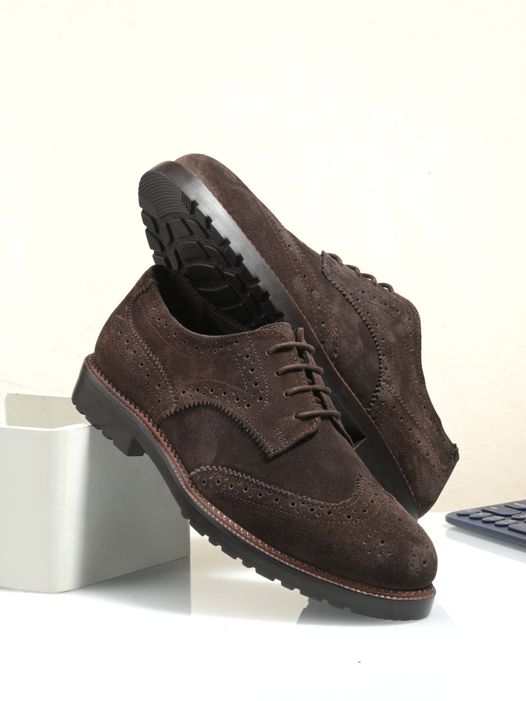 CARLO ROMANO SUEDE LEATHER BROGUE FORMAL LACE-UP SHOE FOR MEN