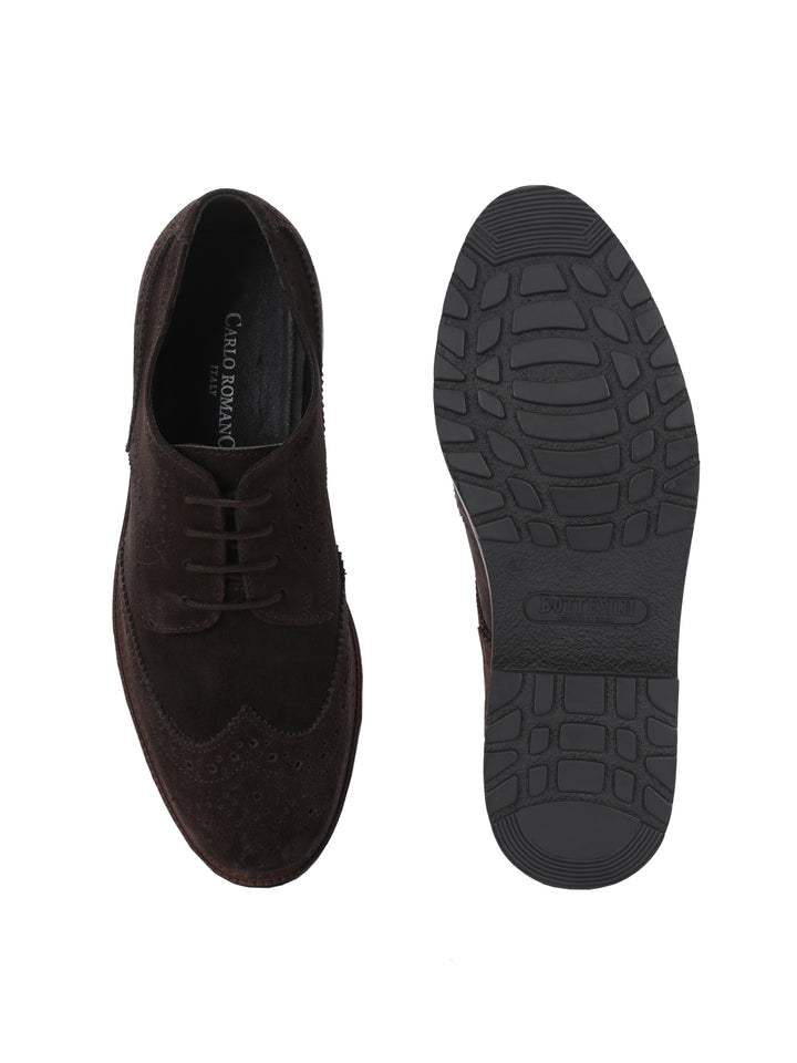 CARLO ROMANO SUEDE LEATHER BROGUE FORMAL LACE-UP SHOE FOR MEN