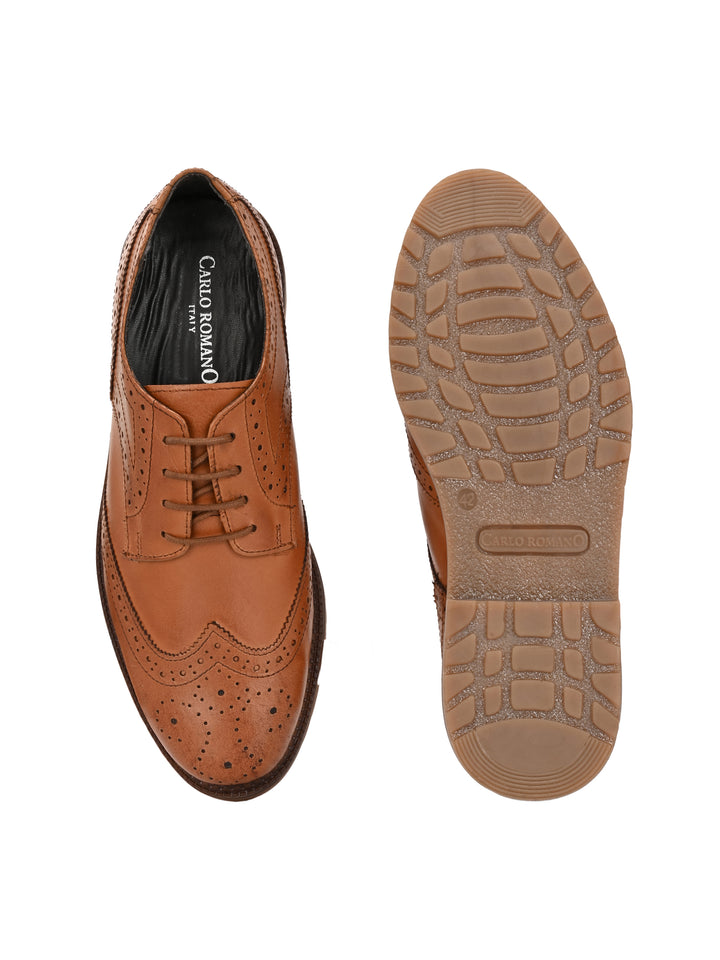 CARLO ROMANO BY WASAN SHOE GENUINE LAETHER LACE UP BROGUE FORMAL SHOE FOR MEN