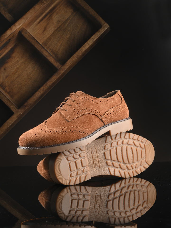 CARLO ROMANO SUEDE LEATHER BROGUE FORMAL LACE-UP SHOE FOR MEN