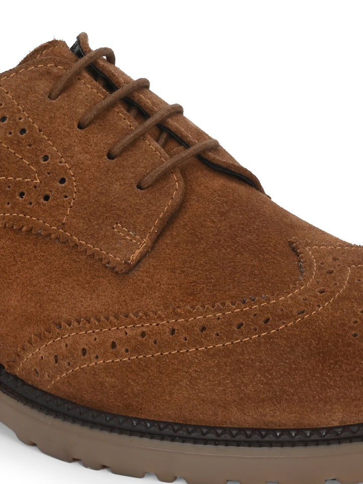 CARLO ROMANO SUEDE LEATHER BROGUE FORMAL LACE-UP SHOE FOR MEN