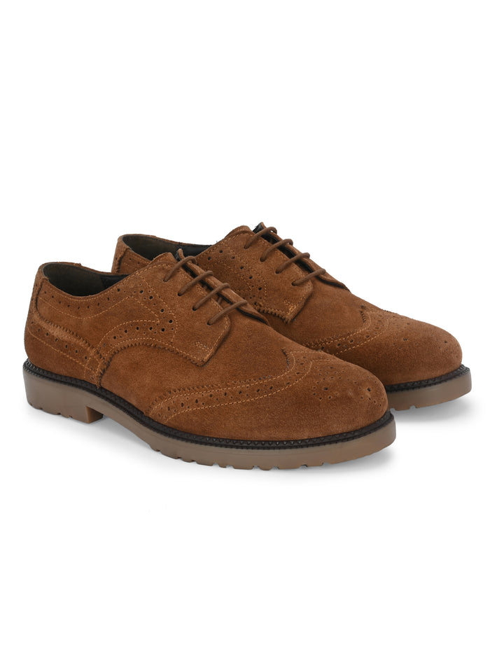 CARLO ROMANO SUEDE LEATHER BROGUE FORMAL LACE-UP SHOE FOR MEN