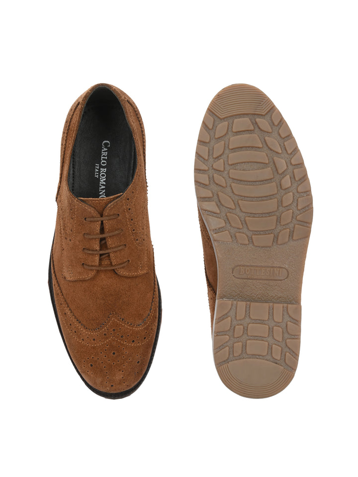 CARLO ROMANO SUEDE LEATHER BROGUE FORMAL LACE-UP SHOE FOR MEN