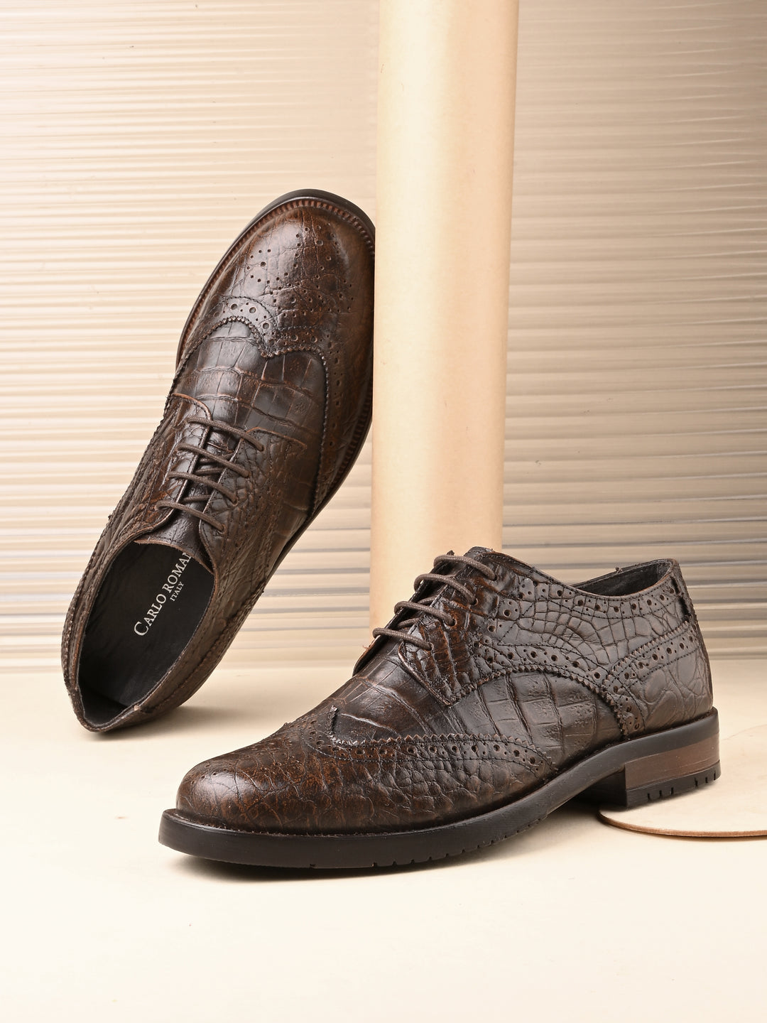 CARLO ROMANO GENUINE PREMIUME CROCO PRINTED LAETHER BROGUE FORMAL SHOE FOR MEN