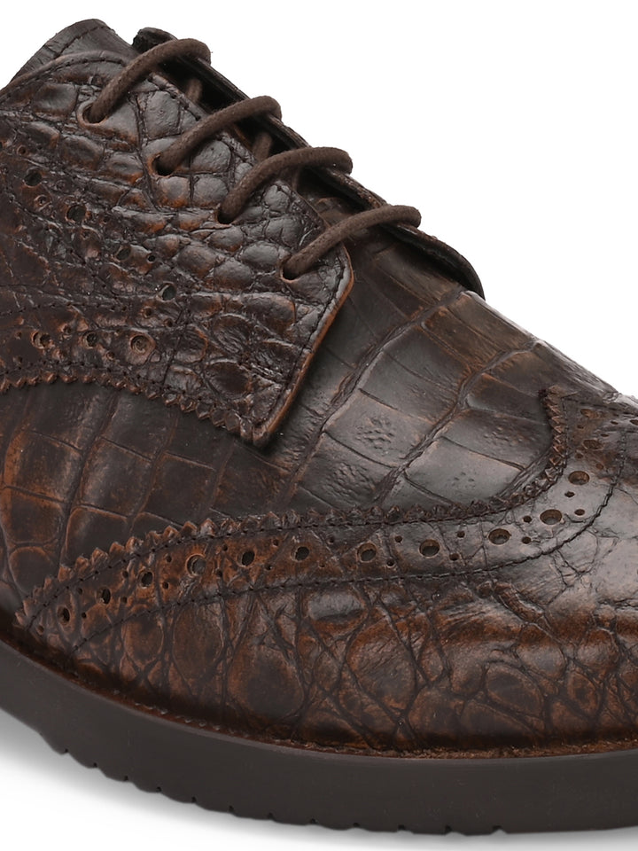 CARLO ROMANO GENUINE PREMIUME CROCO PRINTED LAETHER BROGUE FORMAL SHOE FOR MEN