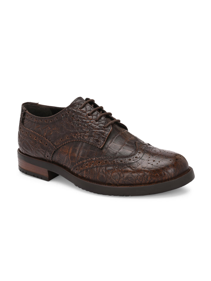 CARLO ROMANO GENUINE PREMIUME CROCO PRINTED LAETHER BROGUE FORMAL SHOE FOR MEN