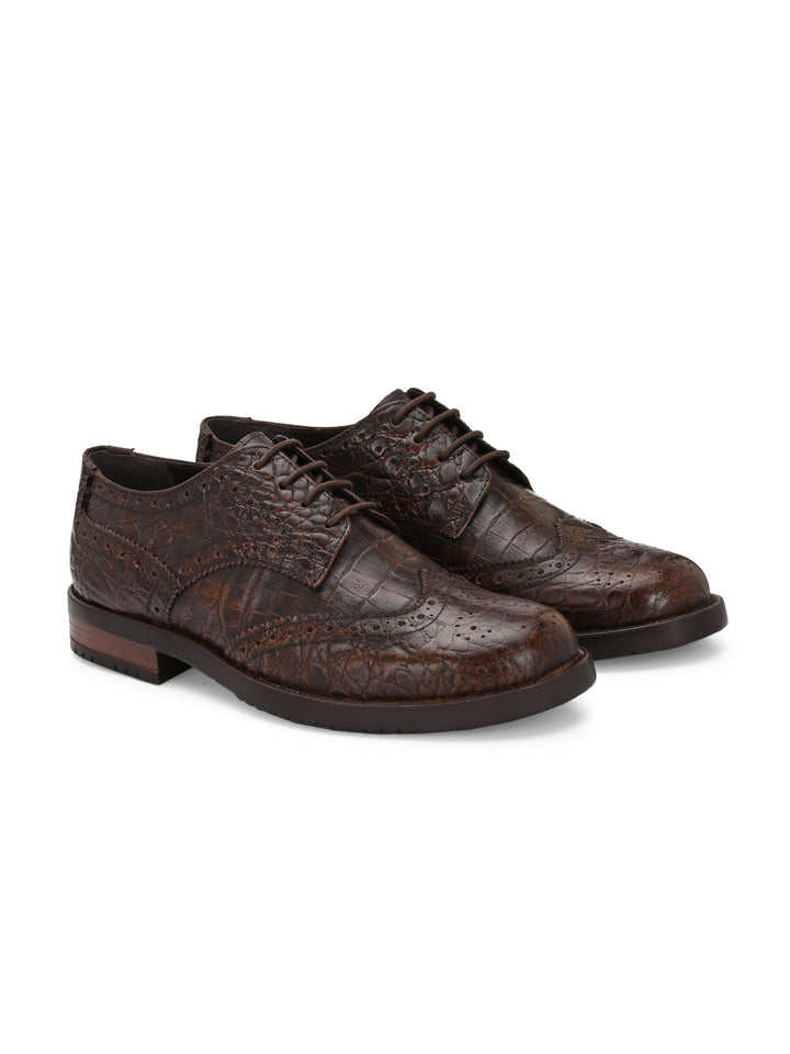 CARLO ROMANO GENUINE PREMIUME CROCO PRINTED LAETHER BROGUE FORMAL SHOE FOR MEN
