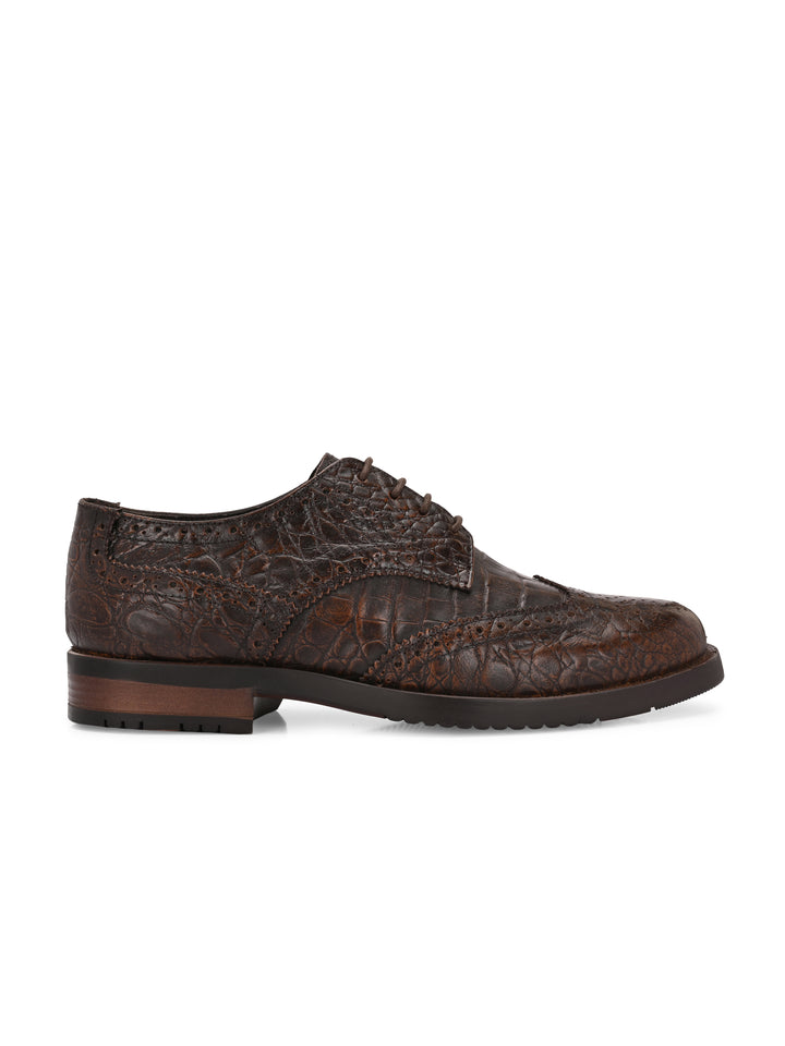 CARLO ROMANO GENUINE PREMIUME CROCO PRINTED LAETHER BROGUE FORMAL SHOE FOR MEN