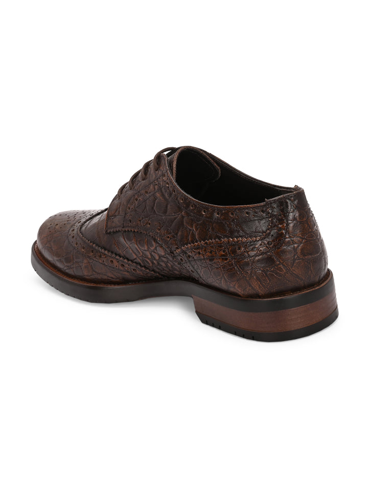 CARLO ROMANO GENUINE PREMIUME CROCO PRINTED LAETHER BROGUE FORMAL SHOE FOR MEN