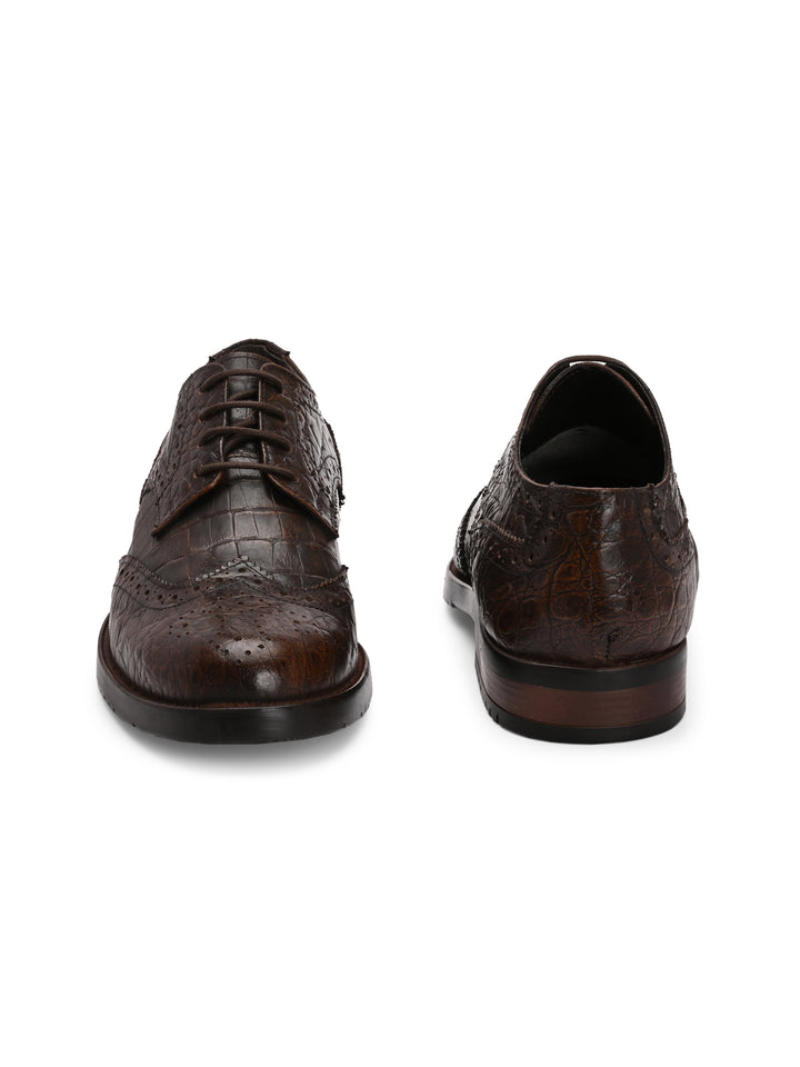 CARLO ROMANO GENUINE PREMIUME CROCO PRINTED LAETHER BROGUE FORMAL SHOE FOR MEN