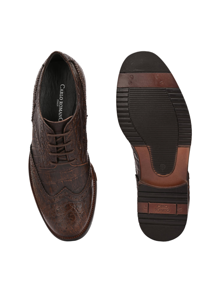 CARLO ROMANO GENUINE PREMIUME CROCO PRINTED LAETHER BROGUE FORMAL SHOE FOR MEN