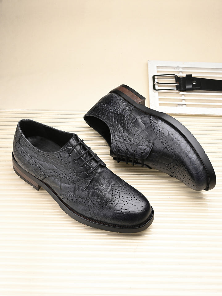 CARLO ROMANO GENUINE PREMIUME CROCO PRINTED LAETHER BROGUE FORMAL SHOE FOR MEN