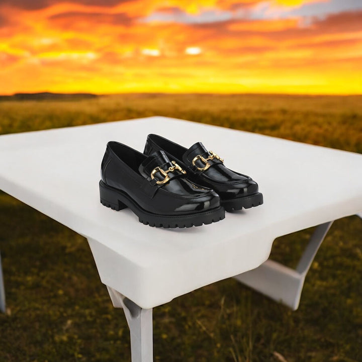 CARLO ROMANO BY WASAN VEGAN LEATHER PATENT BLACK COLOUR MOCCASIN FOR  WOMEN