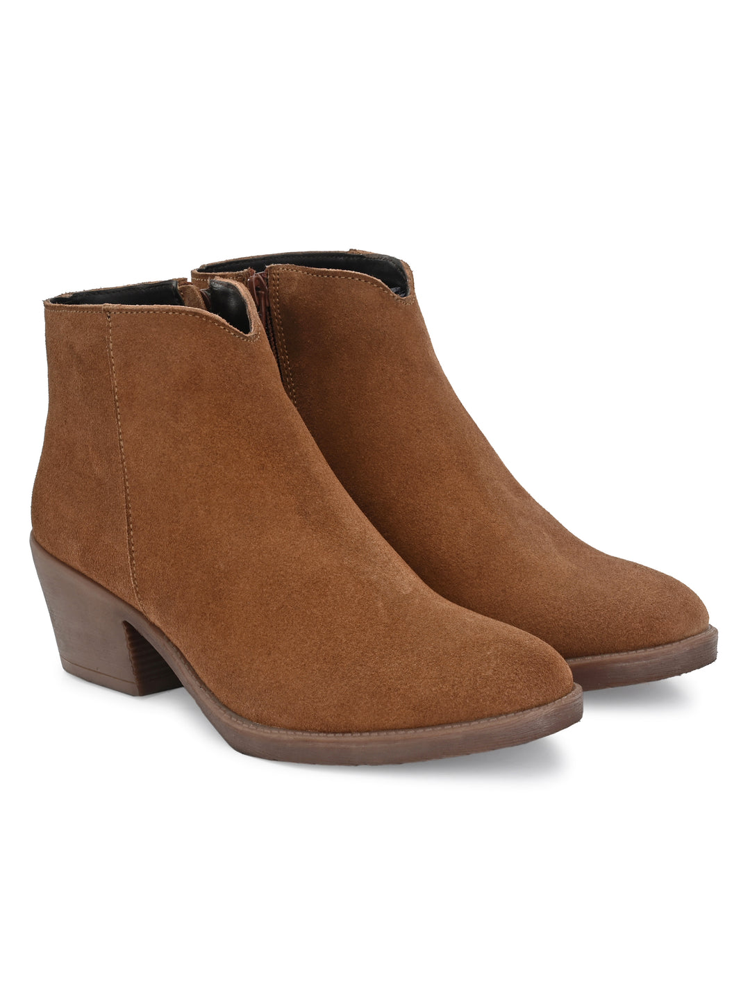 GENUINE SUEDE LEATHER ZIP ANKLE BOOT