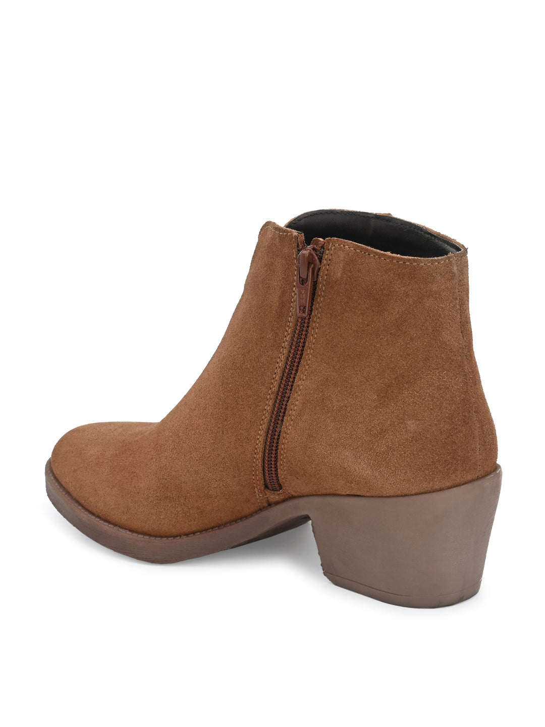 GENUINE SUEDE LEATHER ZIP ANKLE BOOT