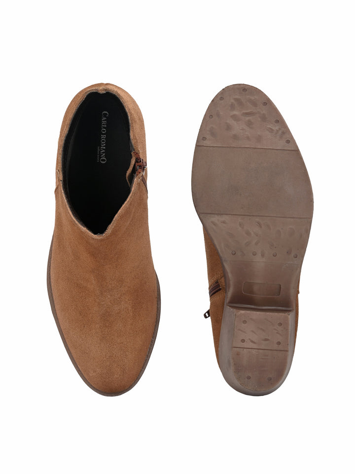 GENUINE SUEDE LEATHER ZIP ANKLE BOOT