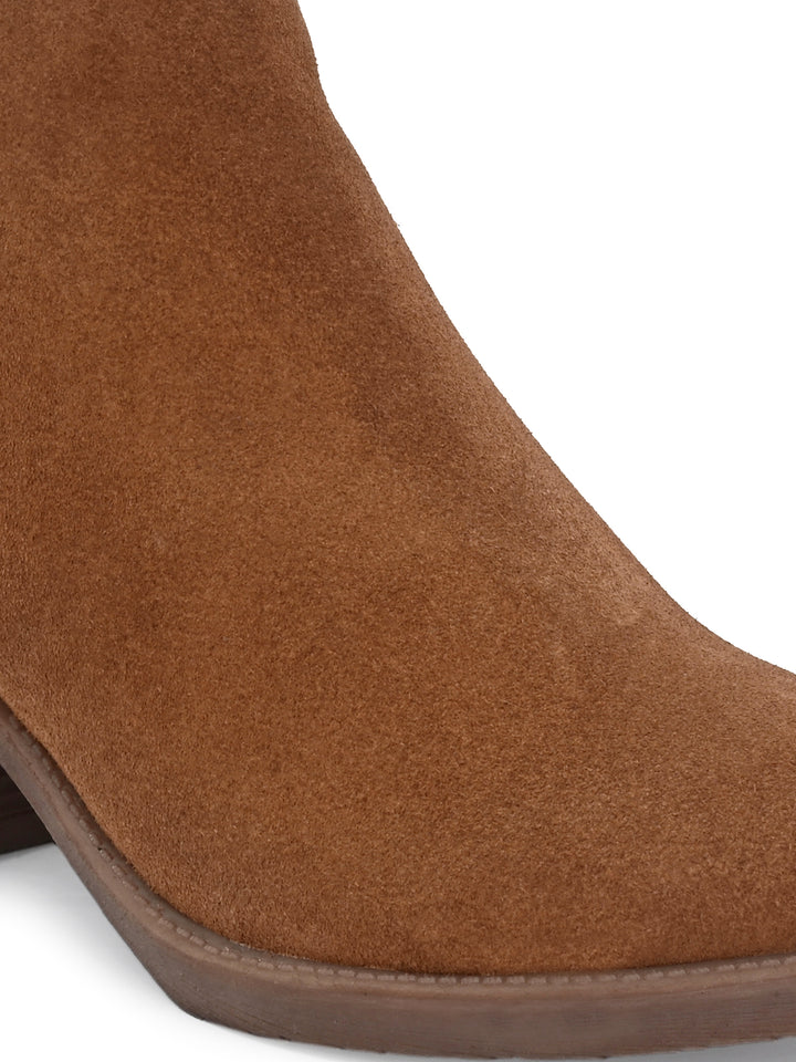 GENUINE SUEDE LEATHER ZIP ANKLE BOOT