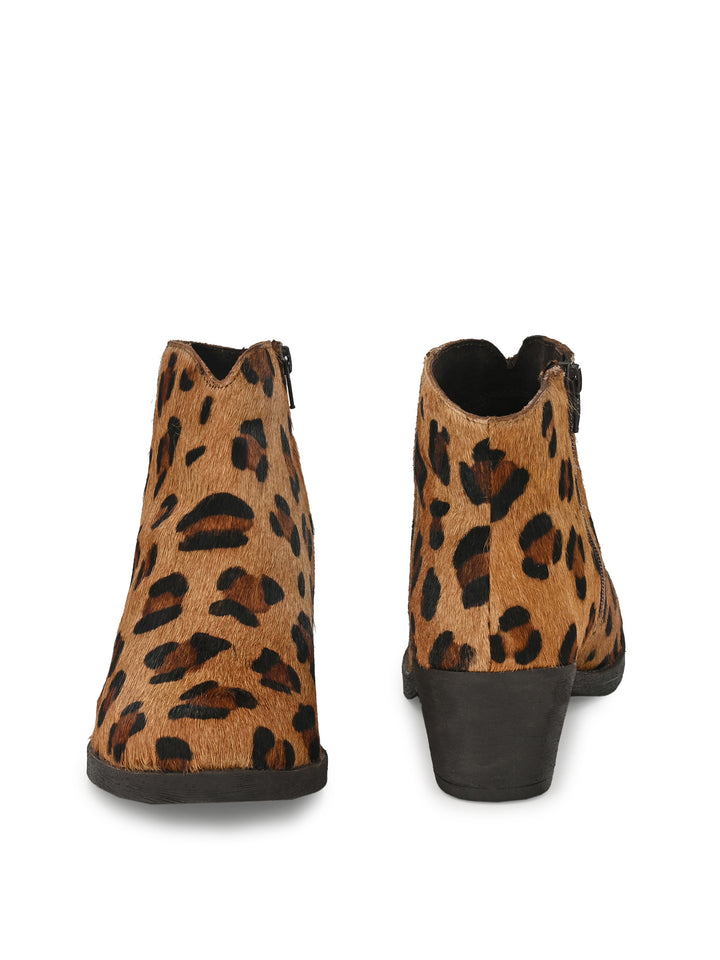 HAIR ON LEATHER ZIP ANKLE BOOT