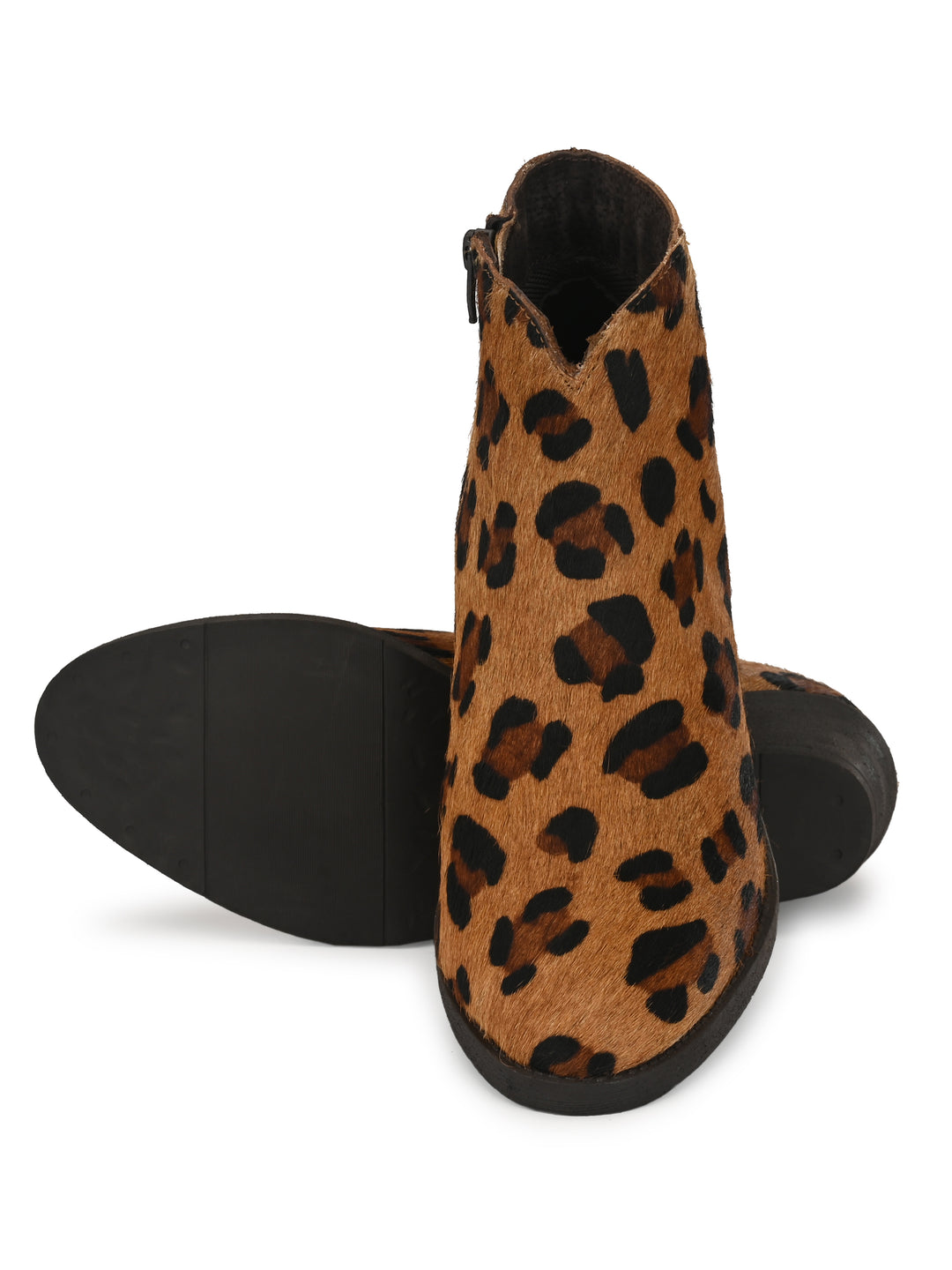 HAIR ON LEATHER ZIP ANKLE BOOT