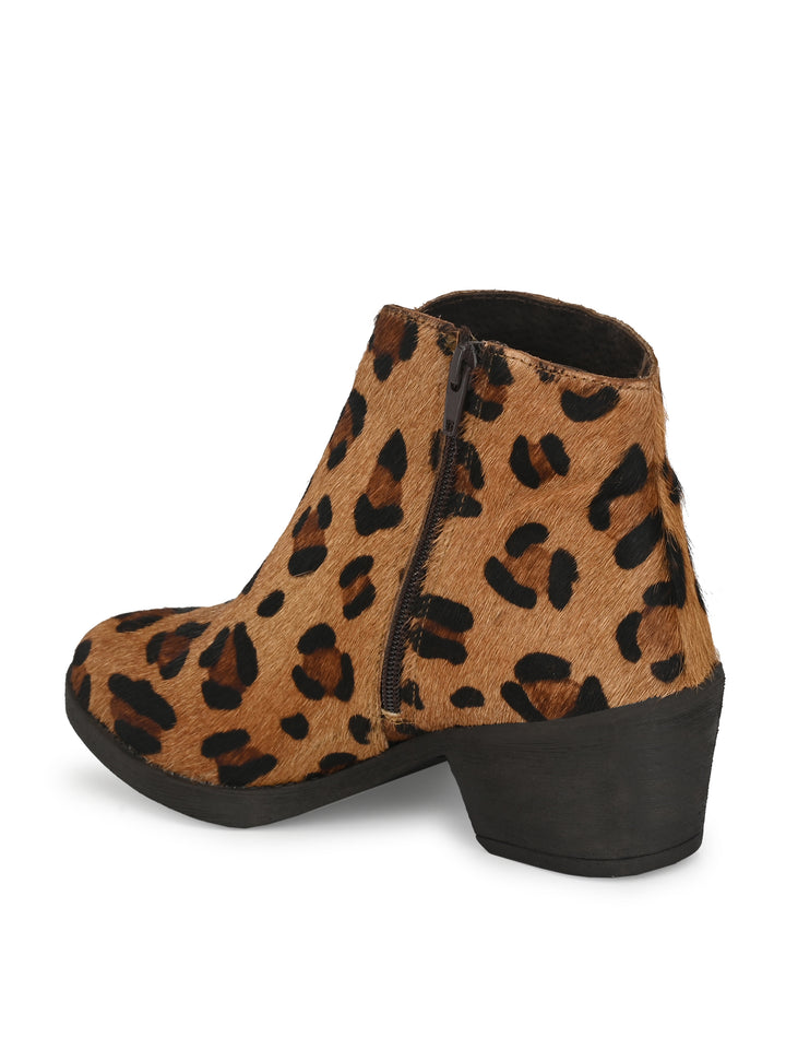 HAIR ON LEATHER ZIP ANKLE BOOT