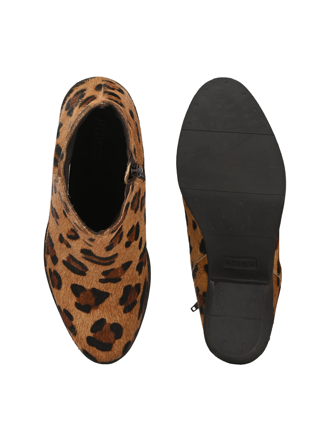 HAIR ON LEATHER ZIP ANKLE BOOT