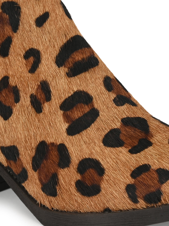 HAIR ON LEATHER ZIP ANKLE BOOT