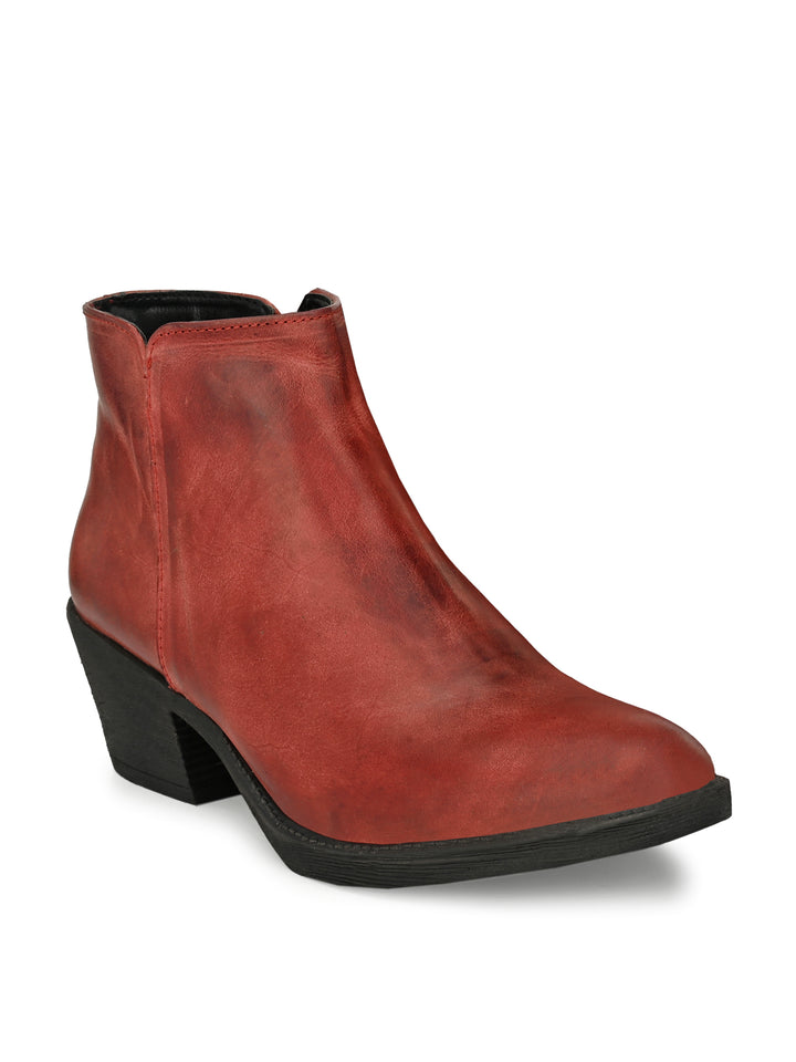 BURNISH LEATHER ZIP ANKLE BOOT