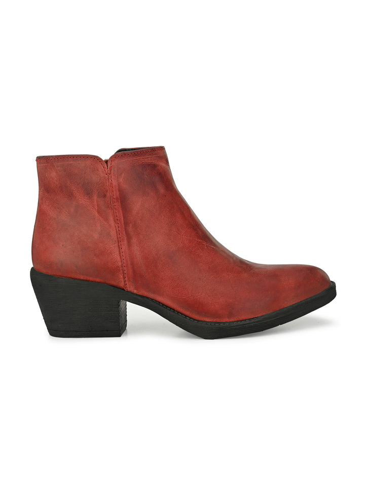 BURNISH LEATHER ZIP ANKLE BOOT