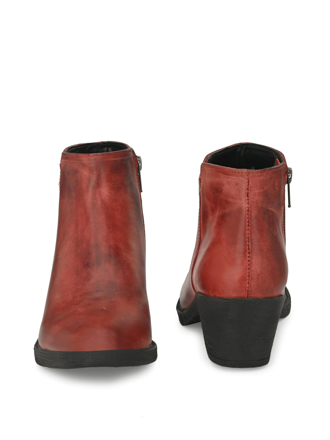 BURNISH LEATHER ZIP ANKLE BOOT