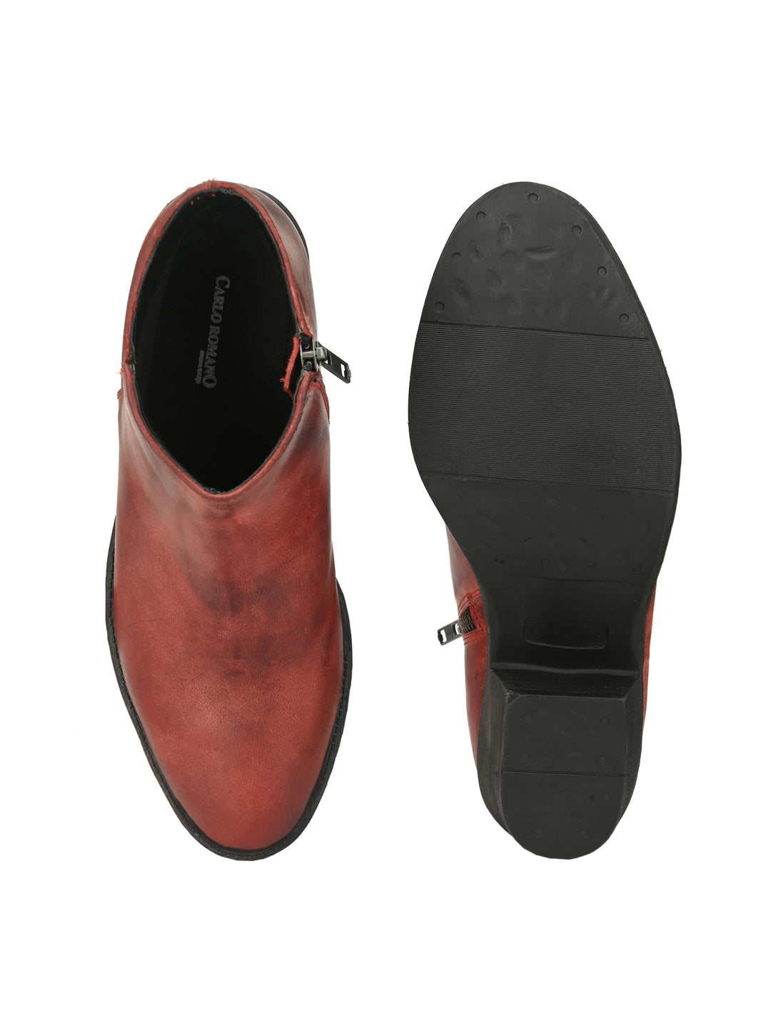 BURNISH LEATHER ZIP ANKLE BOOT