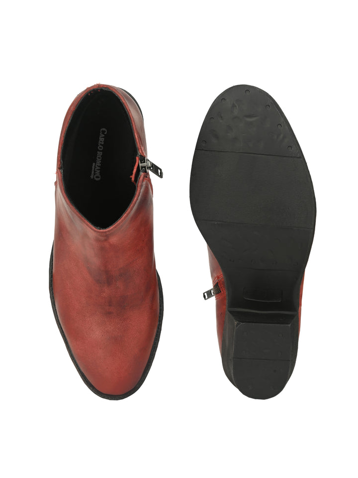 BURNISH LEATHER ZIP ANKLE BOOT