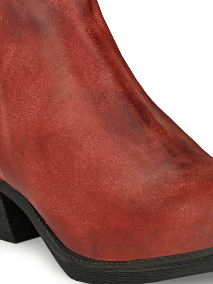 BURNISH LEATHER ZIP ANKLE BOOT