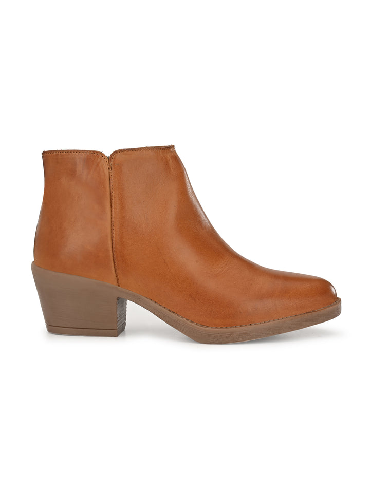 BURNISH LEATHER ZIP ANKLE BOOT