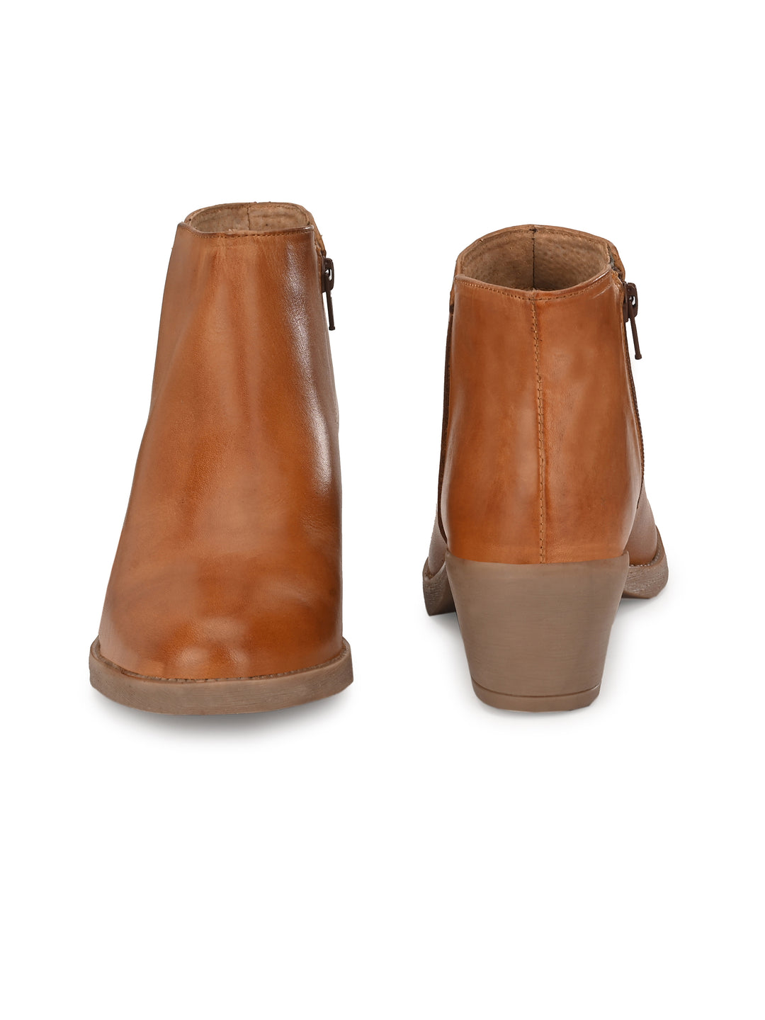 BURNISH LEATHER ZIP ANKLE BOOT