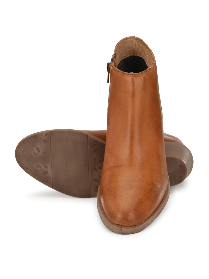 BURNISH LEATHER ZIP ANKLE BOOT