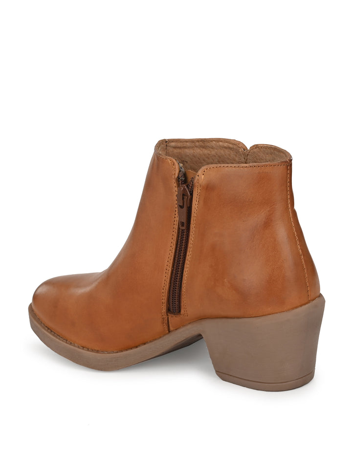 BURNISH LEATHER ZIP ANKLE BOOT