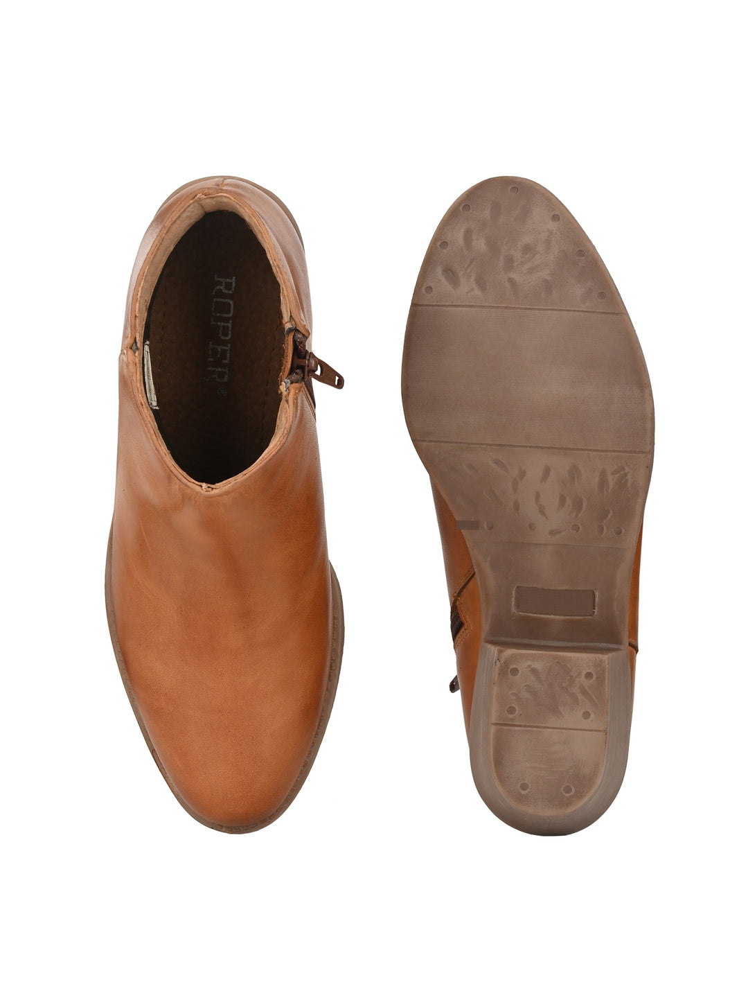 BURNISH LEATHER ZIP ANKLE BOOT