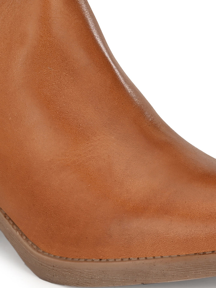 BURNISH LEATHER ZIP ANKLE BOOT