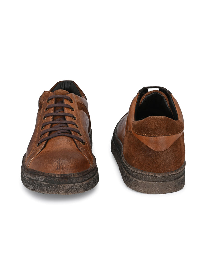 Men's Genuine Leather Lace up Casual Sneaker Shoe