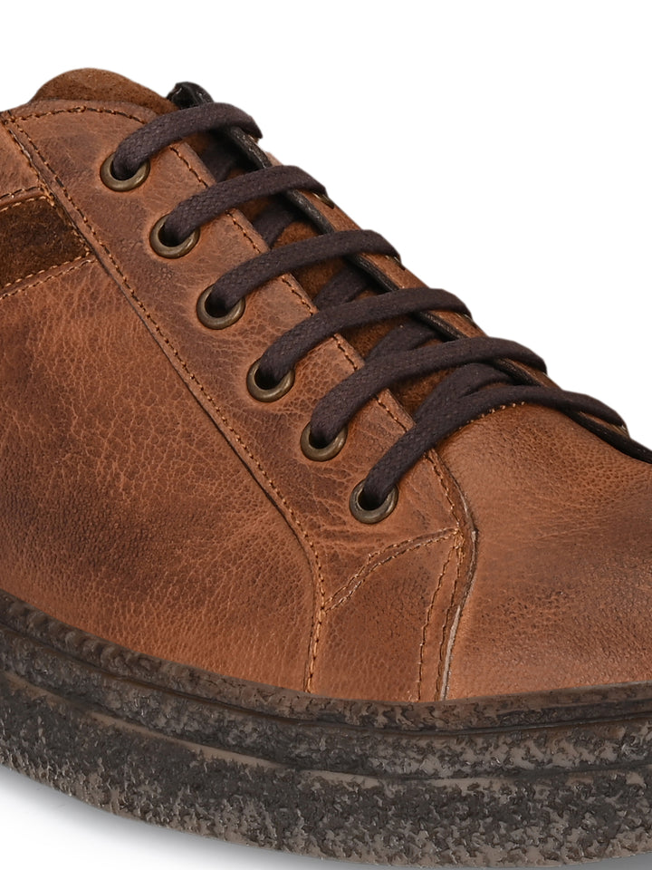 Men's Genuine Leather Lace up Casual Sneaker Shoe