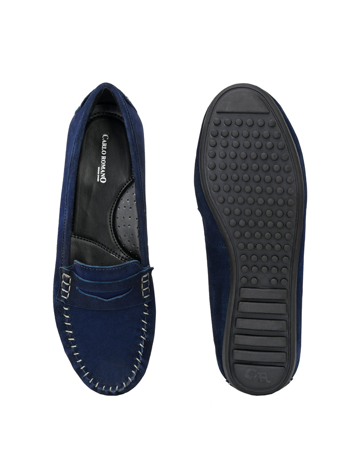 Women's Suede Leather Slip on Casual Loafer