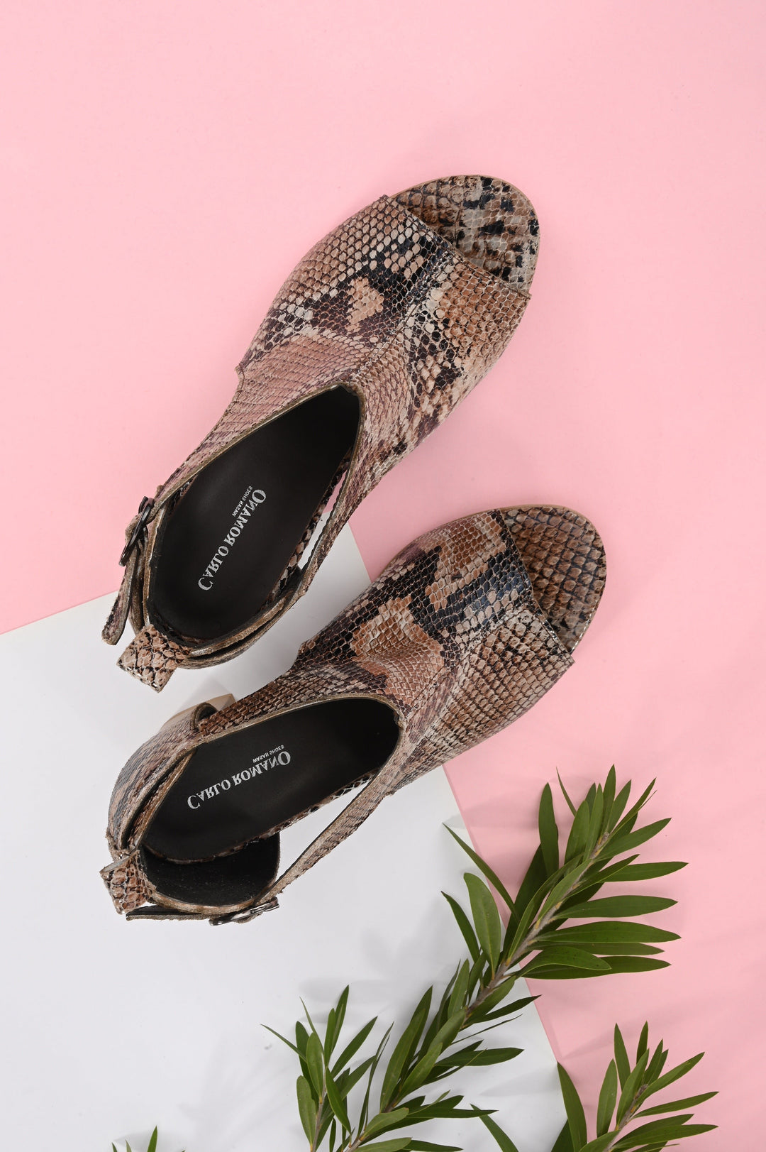 Women's Goat Foil Leather Sandals