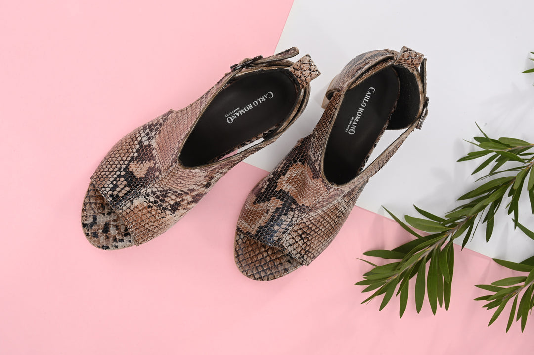 Women's Goat Foil Leather Sandals